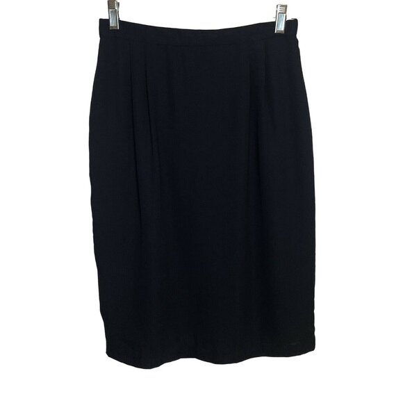 Navy Polyester Pencil Skirt Womens Size 10 Vintage 80s - Picture 1 of 5